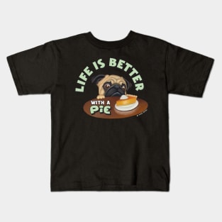 Cute great wonderful awesome Pug Eying Pie on Table Kids T-Shirt